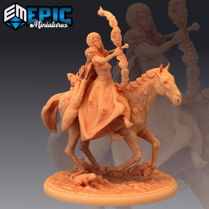 Horseman of Pestilence / Female Horse Rider of the Apocalypse / Woman Disease Archer image
