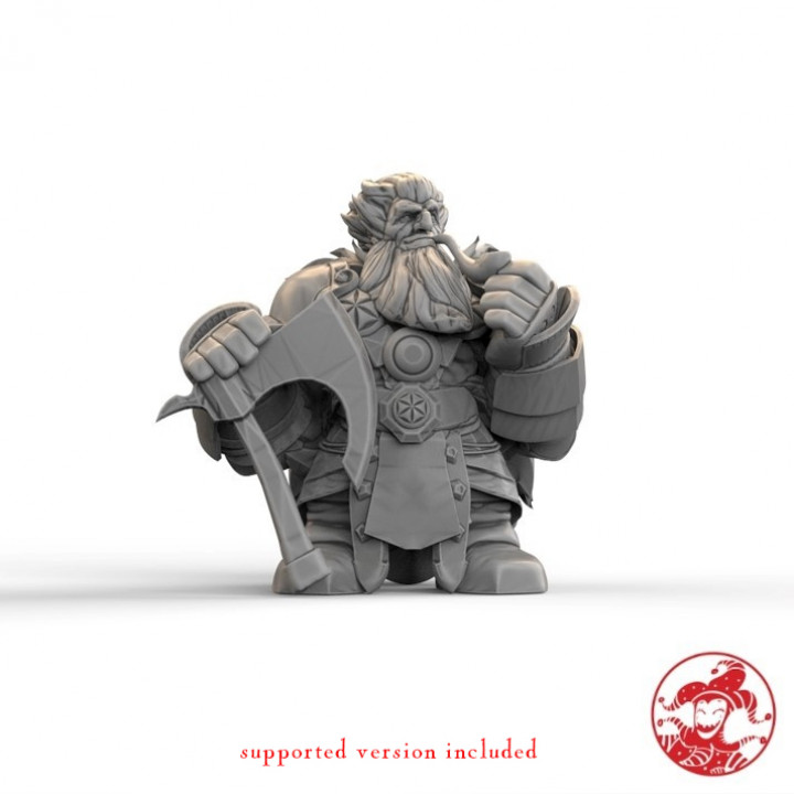 3D Printable Dwarf Axe Lord/Dwarf Merchant 1 inch base, 28/32 mm height ...