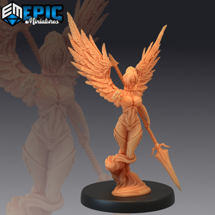 3D Printable Fallen Angel Set / Female Dark Winged Celestial