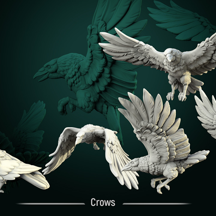 Crows set 5 miniatures pre-supported image