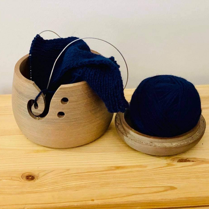 Knitting Bowl Wool Holder with Removable Lid image