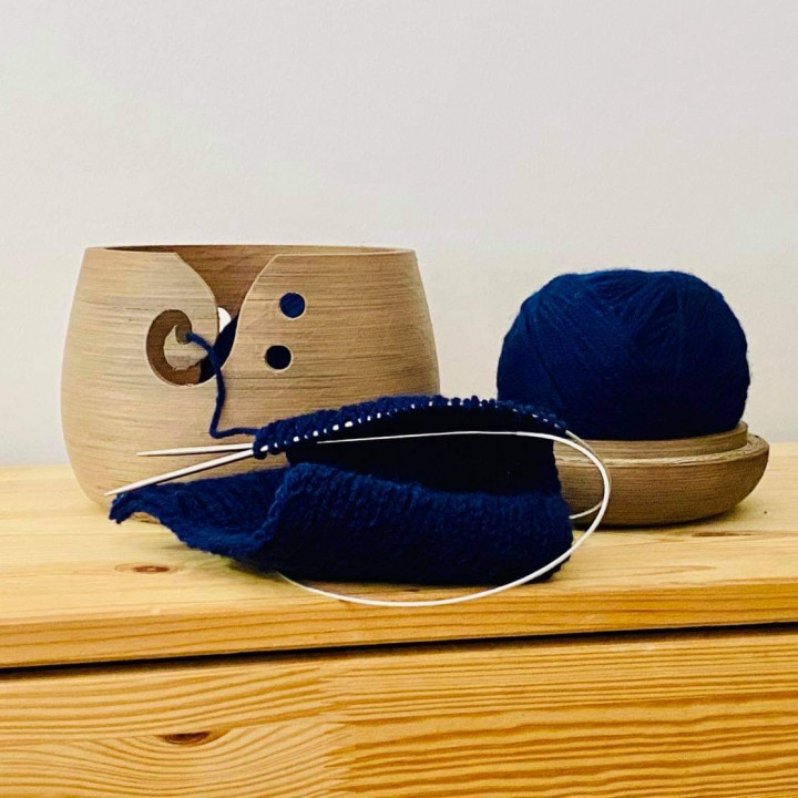 Knitting Bowl Wool Holder with Removable Lid image