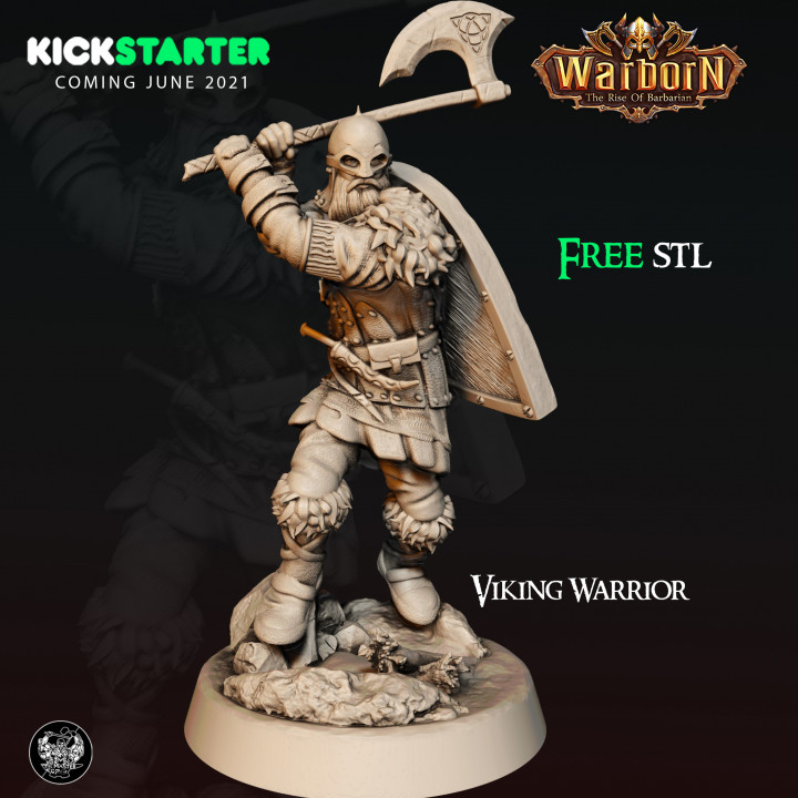 KICKSTARTER FREE ''VIking Warrior" Presupported 3D Model image