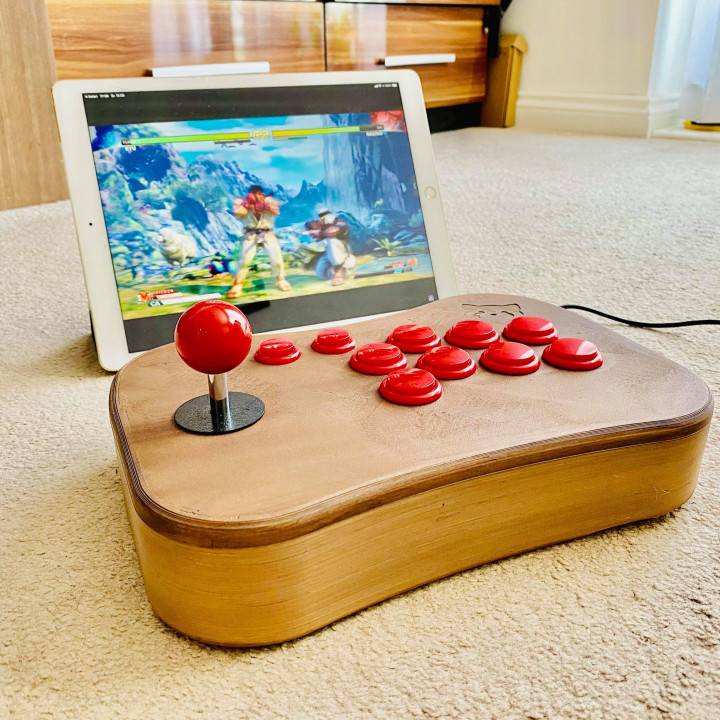 Wooden Arcade Joystick Machine Arcade Stick for Home Video Games, Compatible with PC image