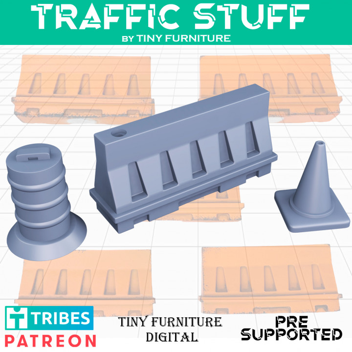 Traffic stuff (barriers, drums and cones) image