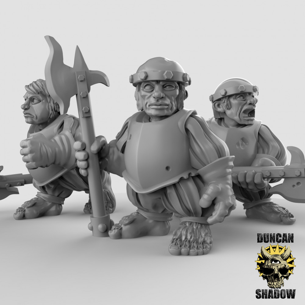 Image of Halfling's with polearms (pre supported)