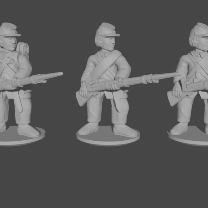 10-15mm American Civil War Infantry in Sack Coats Bayonets Raised UA-36