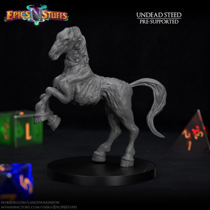 Undead Steed Miniature - Pre-Supported image