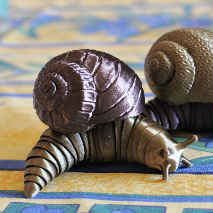Friendly articulated snail with 12 different shells image
