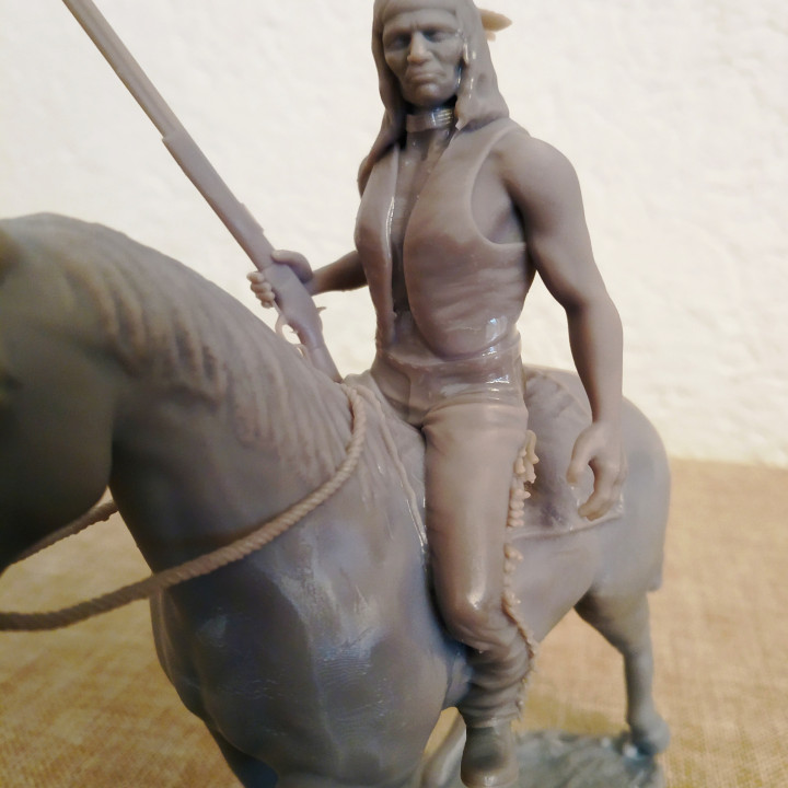 Native Warrior on Horseback image