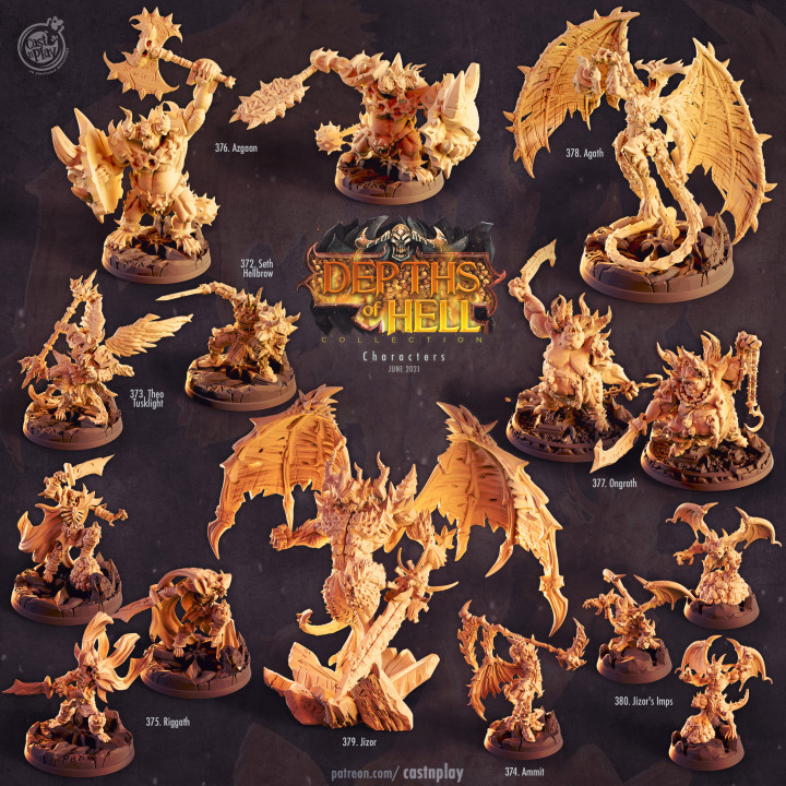 Entire 2024 Depths of Hell Complete Bundle Set | Cast n Play Miniatures | Dungeons & Dragons DnD Minis | Pathfinder Minis | RPG | 3D Printed Full