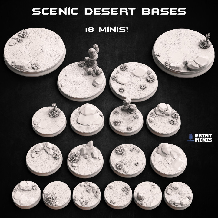 Alien Desert Scenic Bases - 18 miniatures - Dimozian Sands Collection image