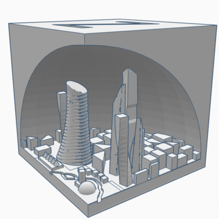 a normal XYZ 20mm calibration cube but with a city on the inside image
