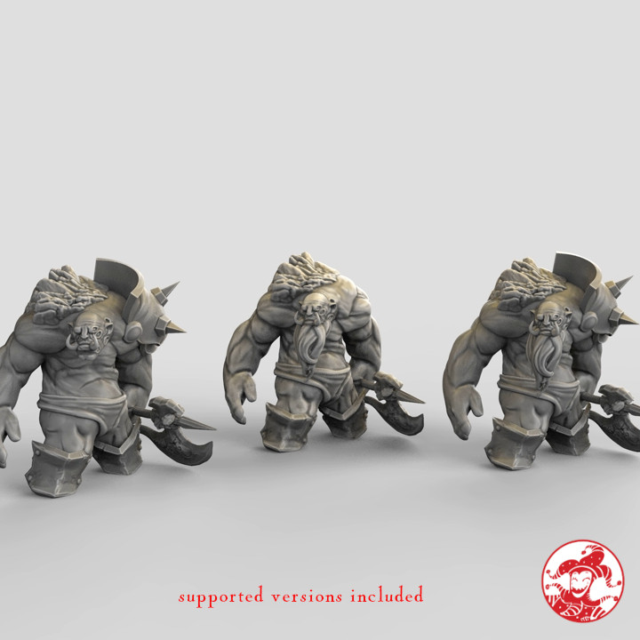 Mountain Ogre/Stone Cursed Ogre 3 versions, 2-inch base 75mm Large Miniatures image