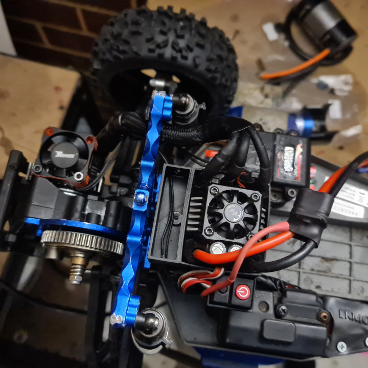 Rustler/slash hobbywing max10 stc esc and button mount with wire compartment image