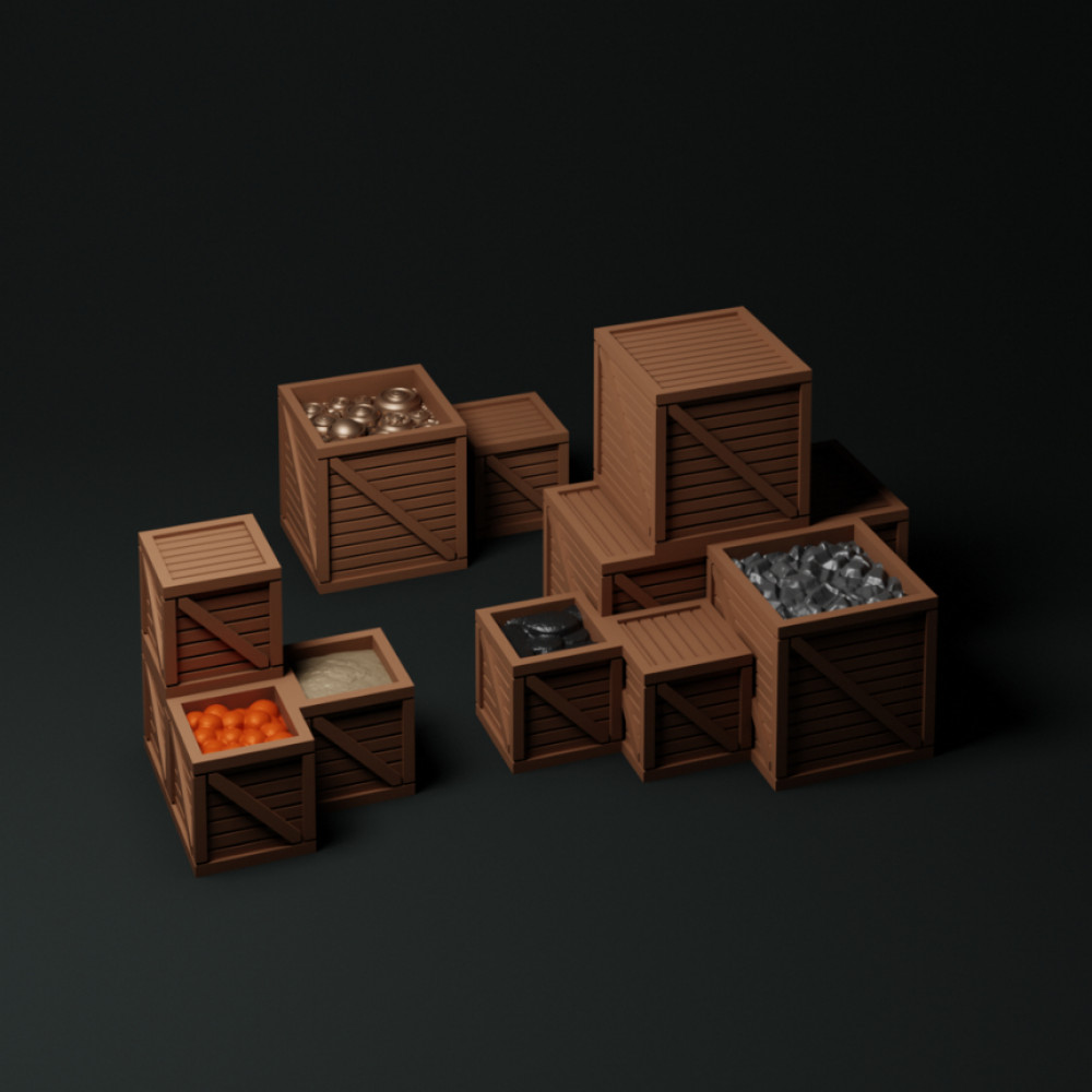 3D Printable Crates (A) by Arctanis Games, image size:1000x1000