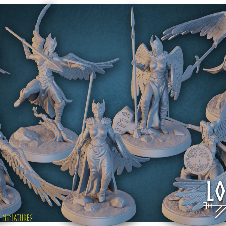 Valkyrie Miniature Supported- Pose E - 3D Printable 3D print model image