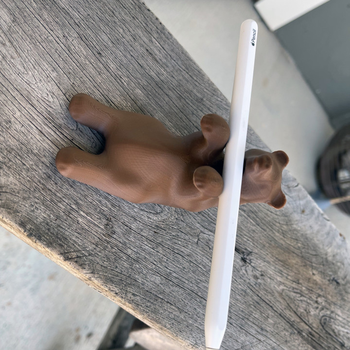 Bear Apple Pencil holder with a container for pencil tips image