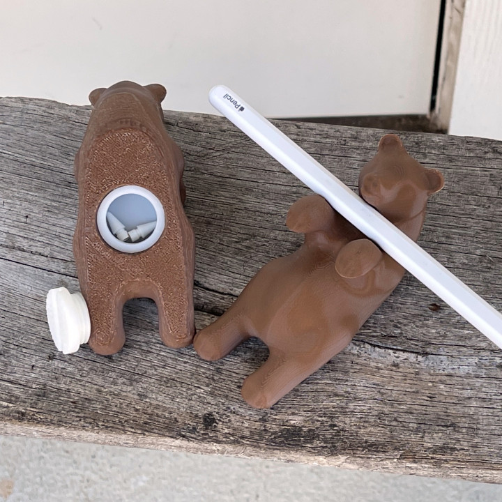 Bear Apple Pencil holder with a container for pencil tips