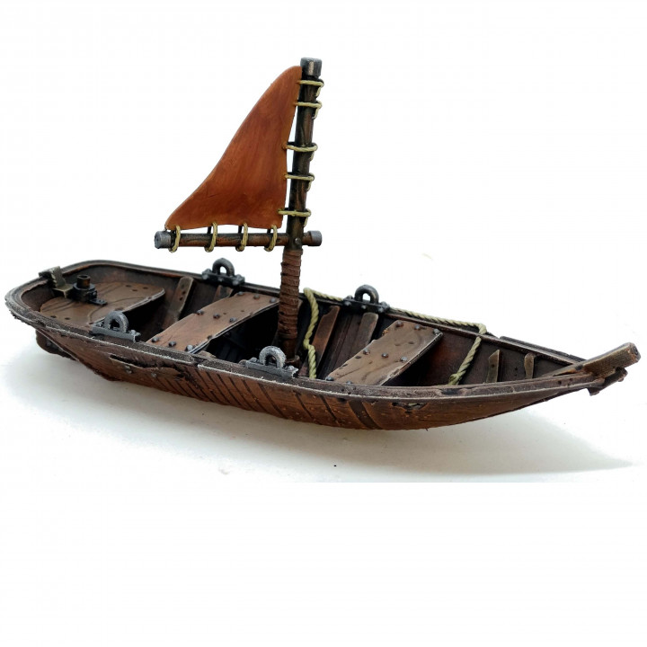 Sail Boat With Optional Sail/Seats Fantasy Tabletop Miniature image