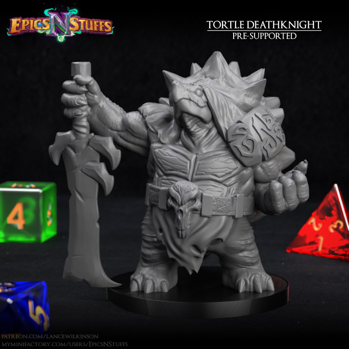 Tortle Deathknight Miniature - Pre-Supported image