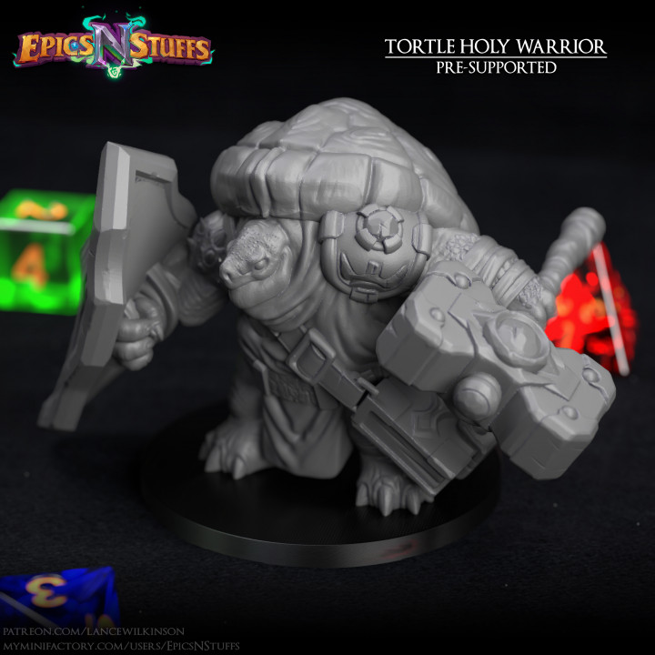 Tortle Holy Warrior Miniature - Pre-Supported image