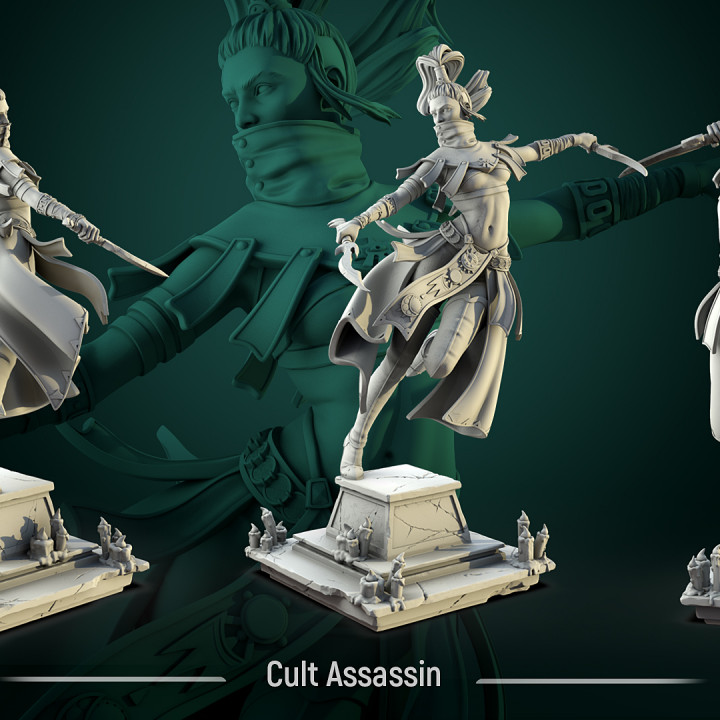 Cult Assassin 3 variants 75mm and 32mm pre-supported image