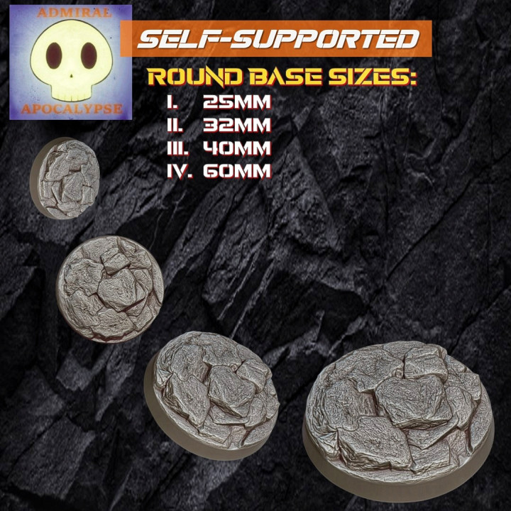 Rock ground Base Set 3 (6 different base sizes + Round and Oval models) image
