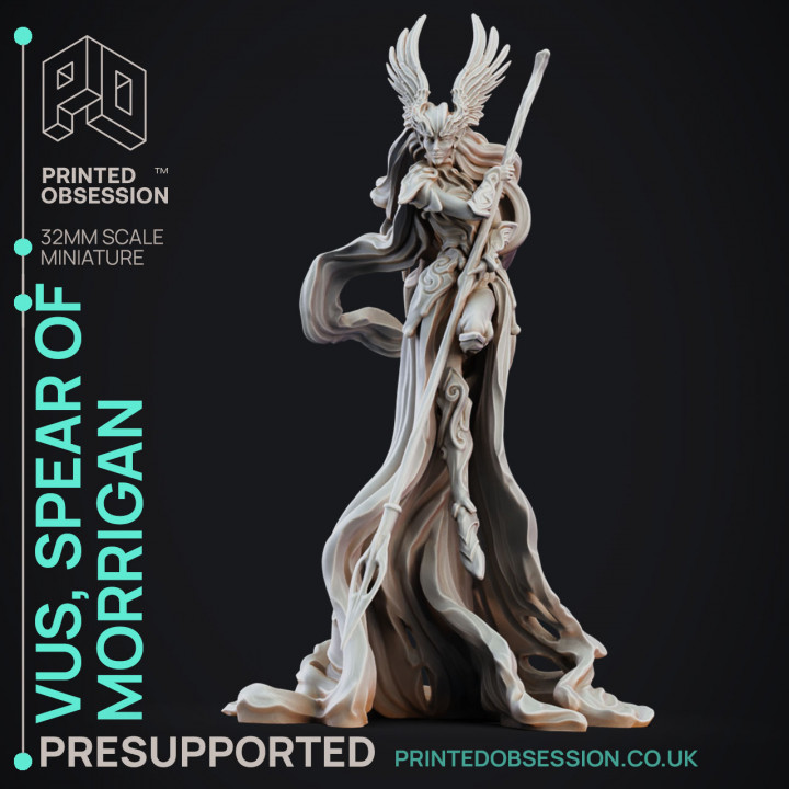 Vus - Spear Maiden to Morrigan - PRESUPPORTED - 32mm Scale - D&D image