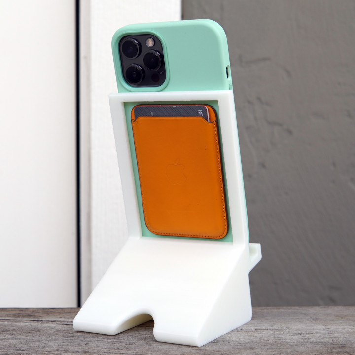 iPhone stand for iPhone 12 Pro Max + MagSafe case and wallet image