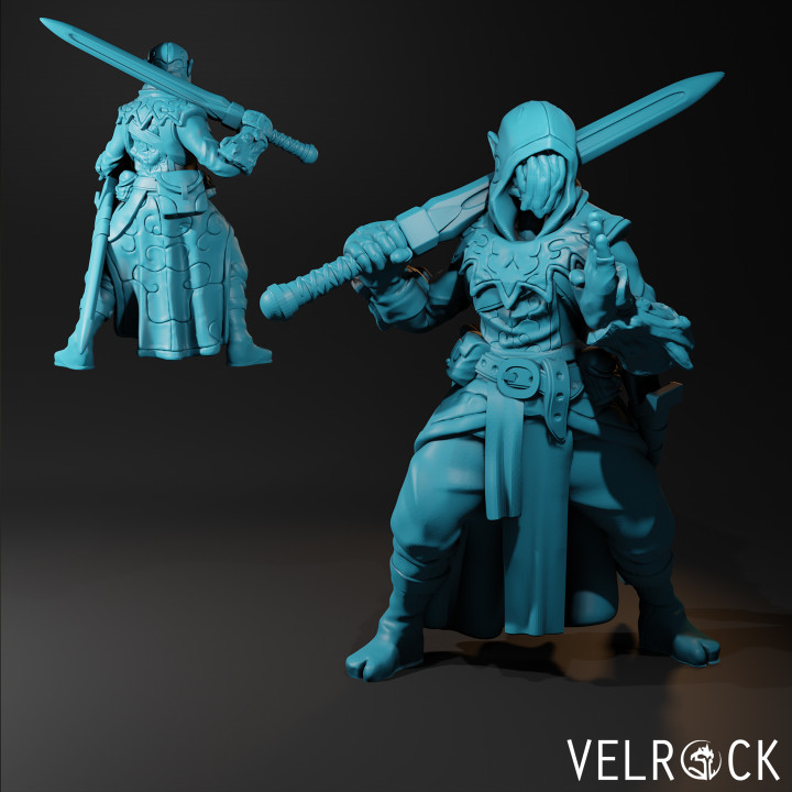 Male Elf Mercy Monk with Longsword (PRESUPPORTED) image