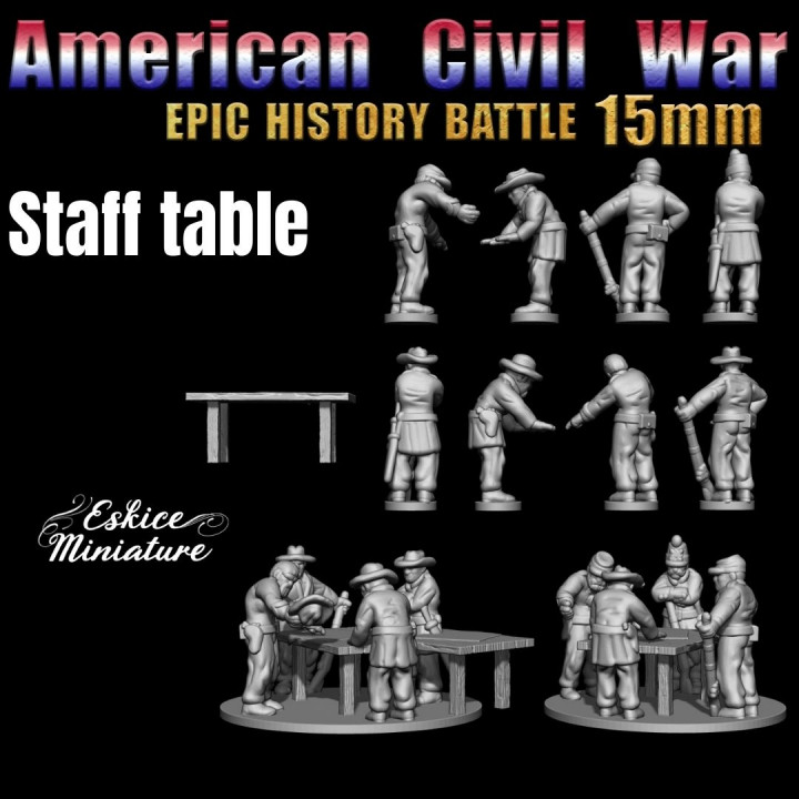 Staff Table - Epic History Battle of American Civil War -15mm scale image