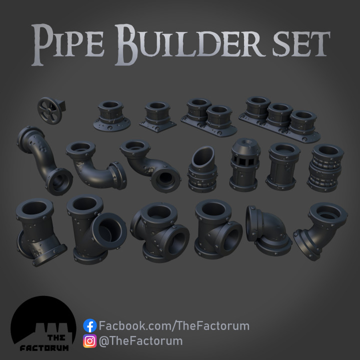 3D Printable Modular Pipe Creation set by Andrew Noble