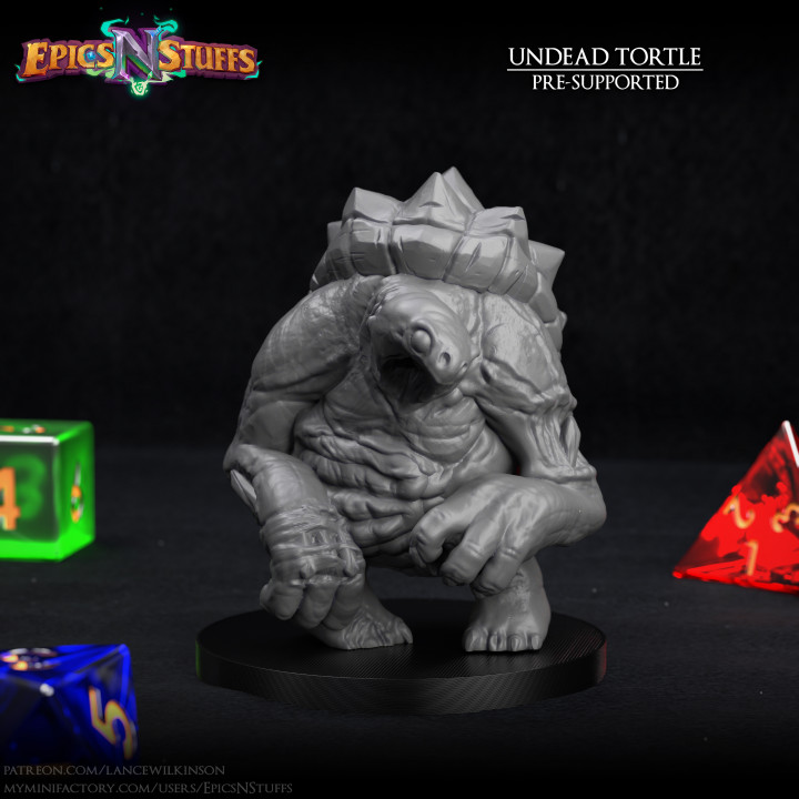 Undead Tortle Miniature - Pre-Supported image