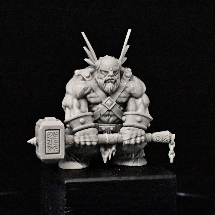 (MK 0005) Male Dwarf Warrior Statue 55mm kit image