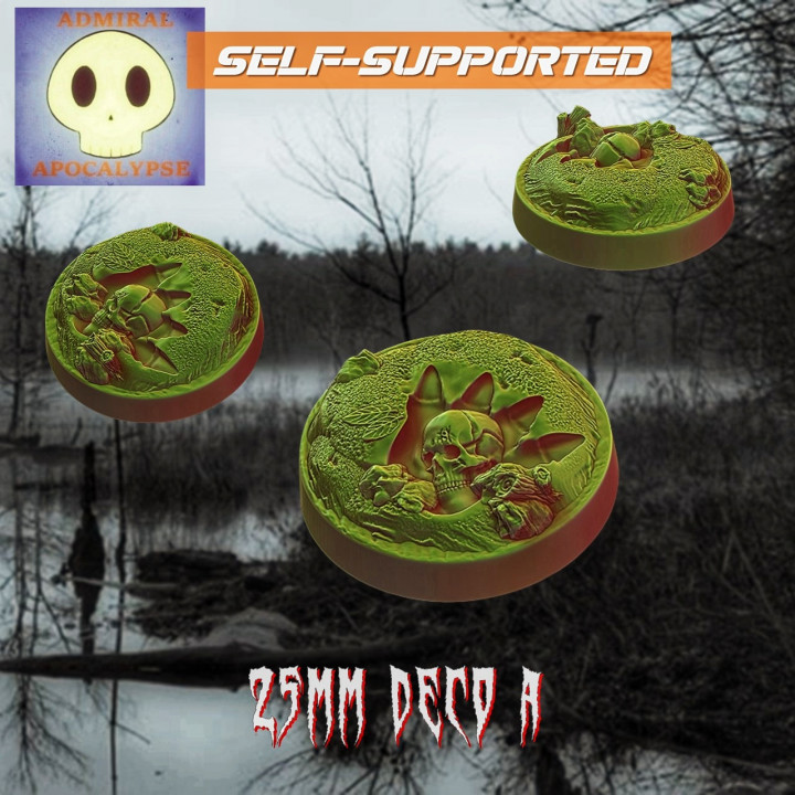 Swamp Base Set (9 DECORATED STL FILES//6 DIFFERENT BASE SIZES) image
