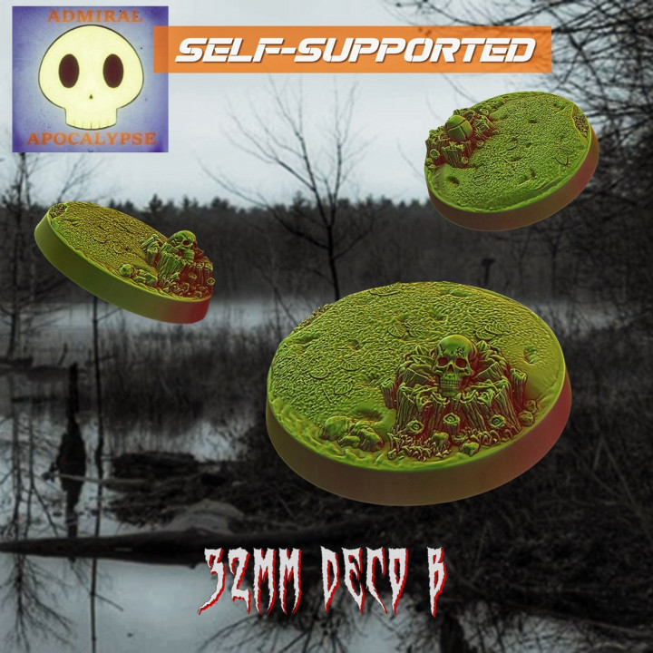 Swamp Base Set (9 DECORATED STL FILES//6 DIFFERENT BASE SIZES) image