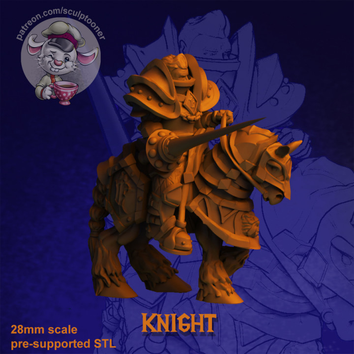 Knight - 28 mm miniature 3D print model image