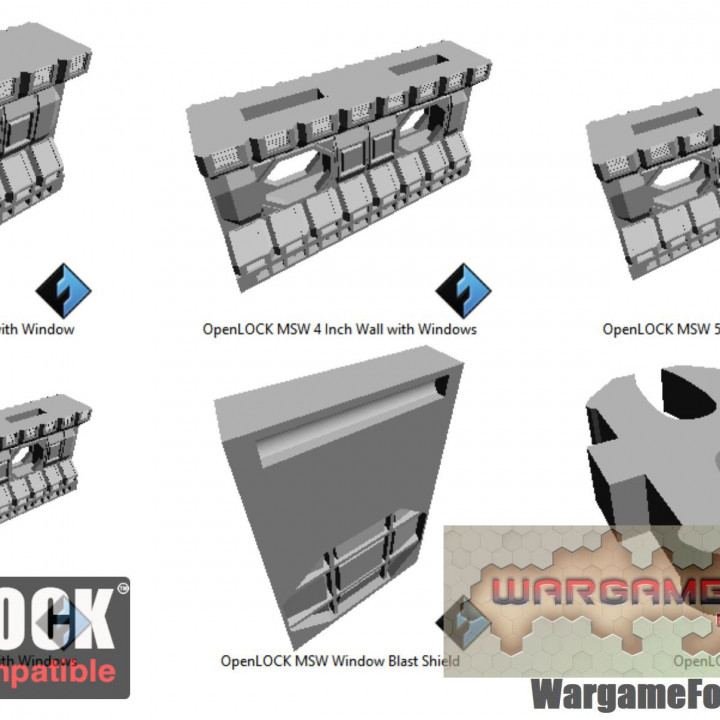 Walls with Windows Expansion Set OpenLOCK Modular Sci-Fi, 28mm image