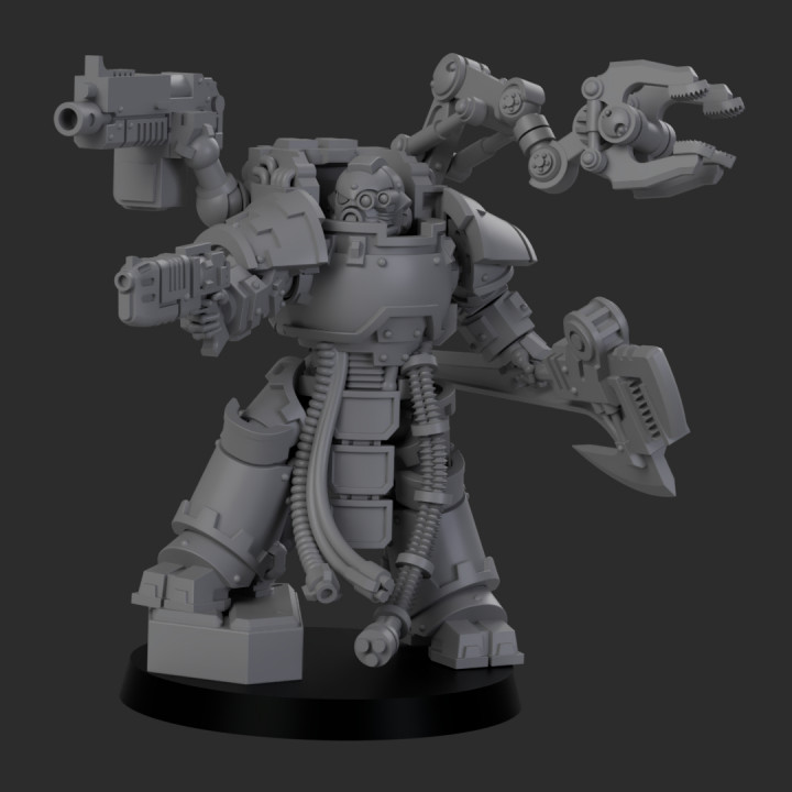 3D Printable Forgeborn Tech Marine Gunner by Laserforge Miniatures