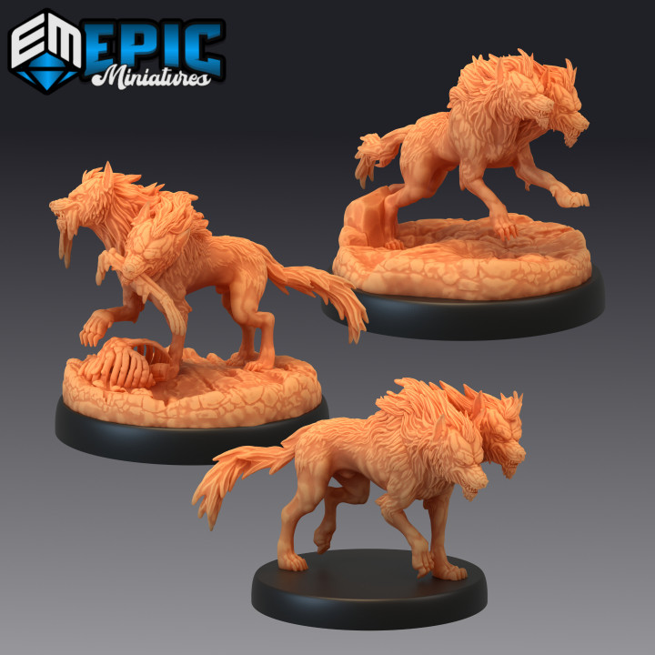 3D Printable Death Dog Set / Two Headed Hell Hound / Terror Beast