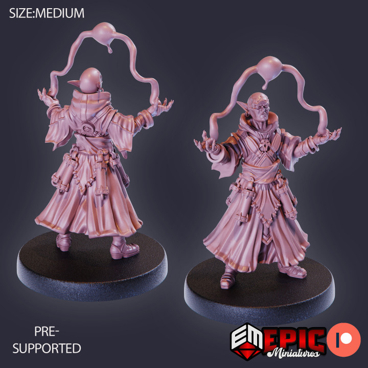 3d Printable Vampire Blood Mage Set Undead Sorcerer Dark Elf Wizard