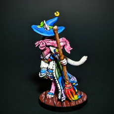 Picture of print of Black Witch Tabaxi - Tabaxi Caravan - PRESUPPORTED - 32mm scale - Illustrated & Stats