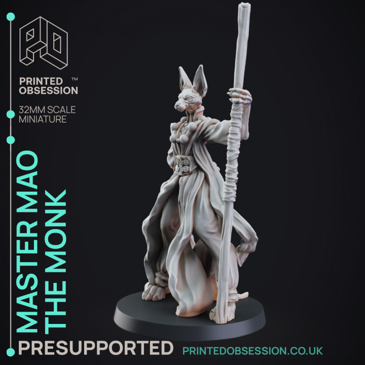 Tabaxi Monk - Tabaxi Caravan - PRESUPPORTED - 32mm scale - Illustrated & Stats image