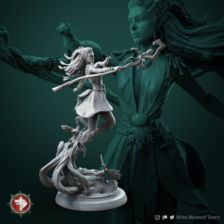 Lesika Light-eyed druid 75mm and 32mm pre-supported image