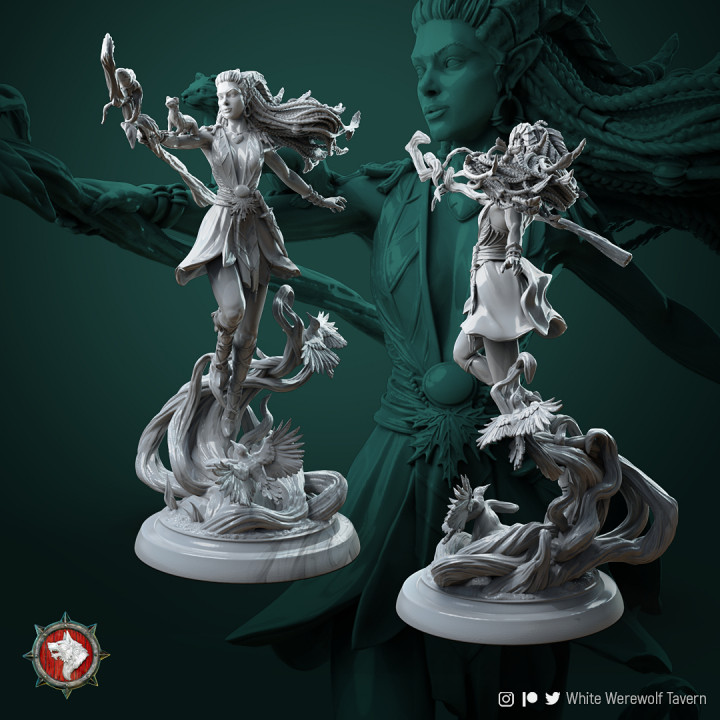 Lesika Light-eyed druid 75mm and 32mm pre-supported image