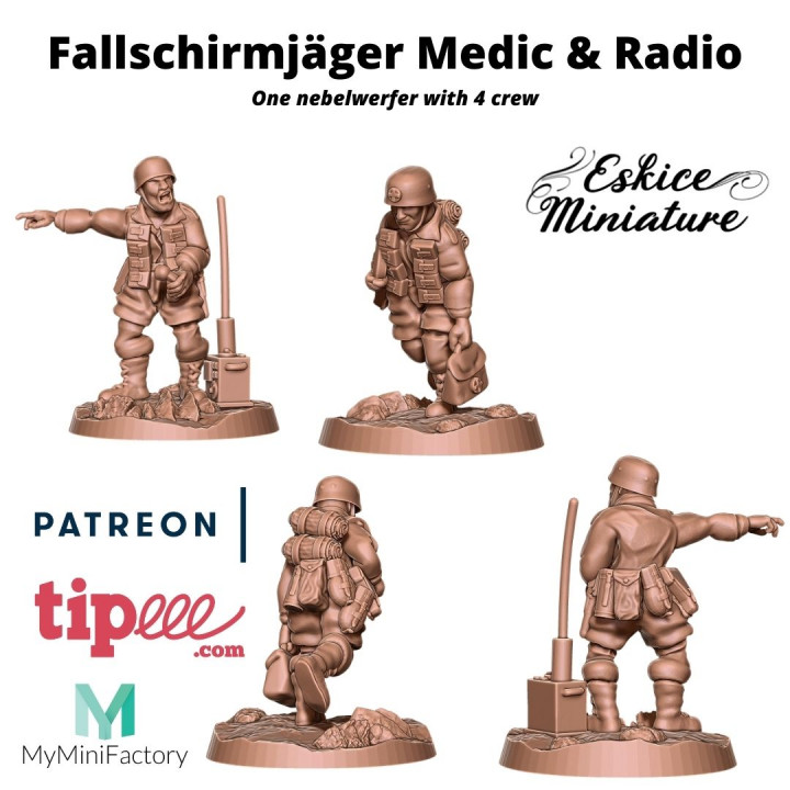 Kubelwagen, médecin, radio fallschirmjäger - 28mm for wargame image