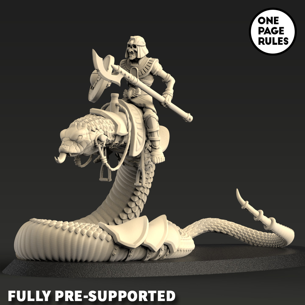 3D Printable Snake Riders - Mummified Undead by One Page Rules