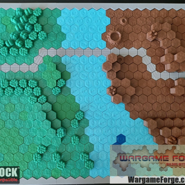 3D Printable Modular Hex Terrain Tile Frame by Wargame Forge