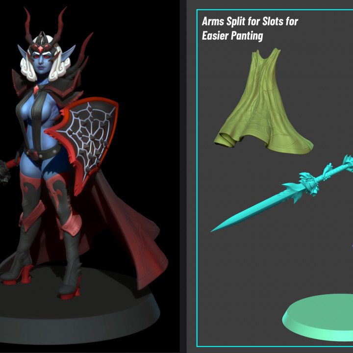3D Printable Drow Sorceress Bundle + Pinup Variants by